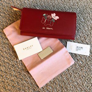 EUC Radley London In Bloom Red Wallet with Dust Bag